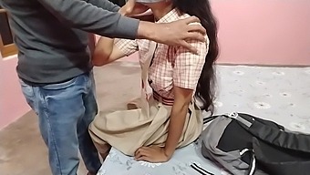 This cute Indian desi school girl is caught in a compromising situation in her room. She tries to explain away the viral video, but things get steamy as she’s persuaded for more intimate action.